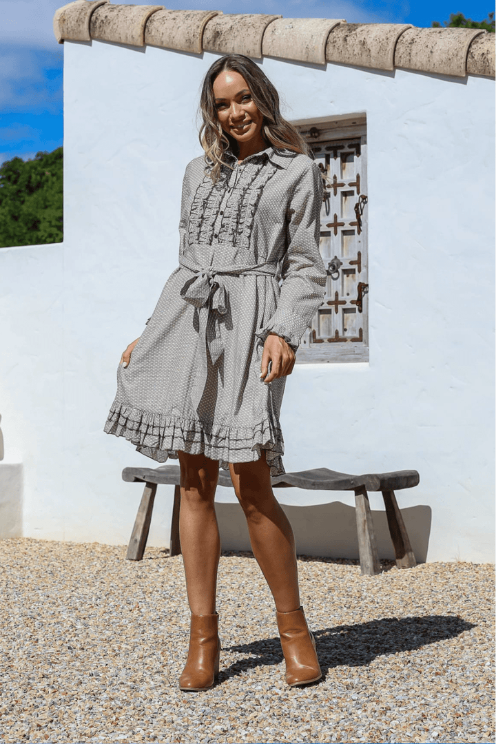 Rosalie Ruffle Dress - Chocolate - WP1 - Pizazz BoutiqueWhite Poetry