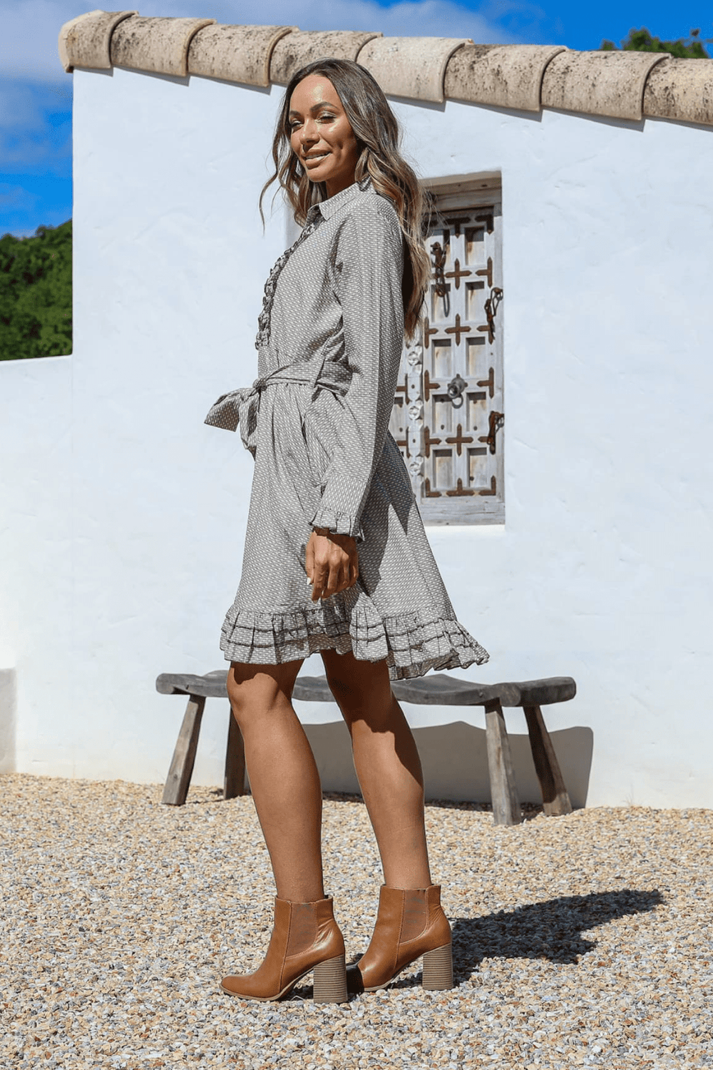Rosalie Ruffle Dress - Chocolate - WP1 - Pizazz BoutiqueWhite Poetry