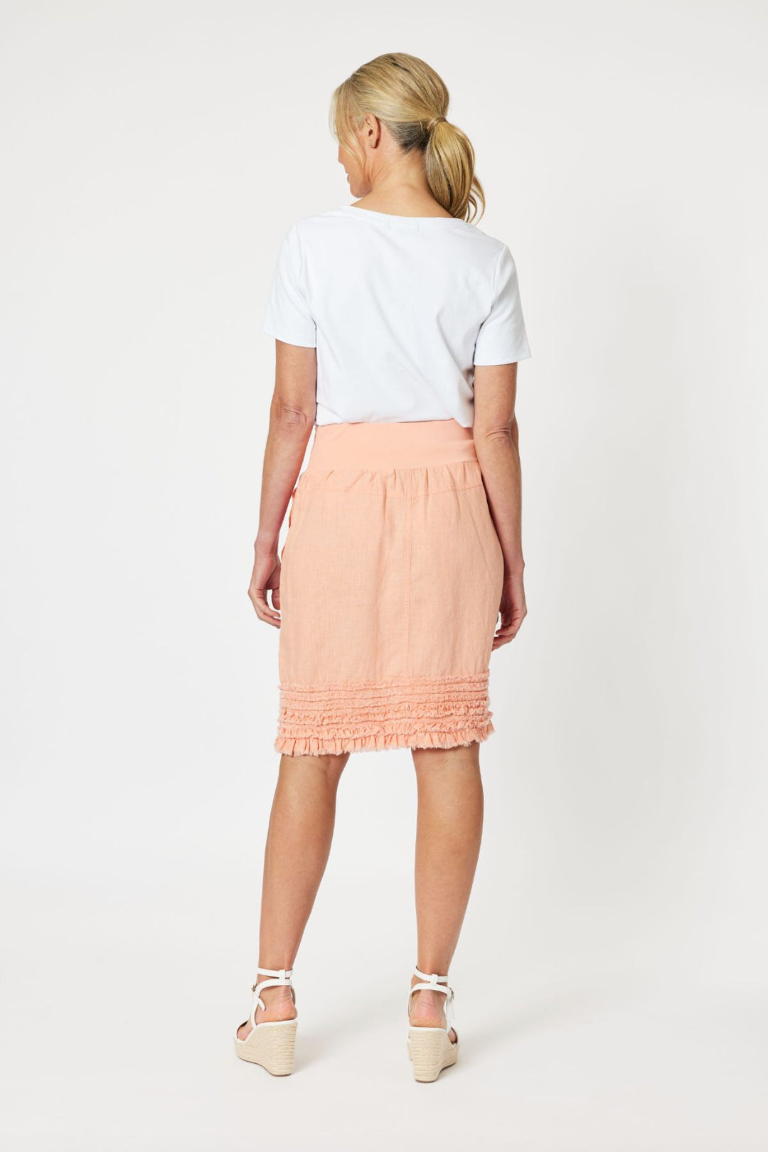 Ruffle Linen Skirt - Mandarine - GS22