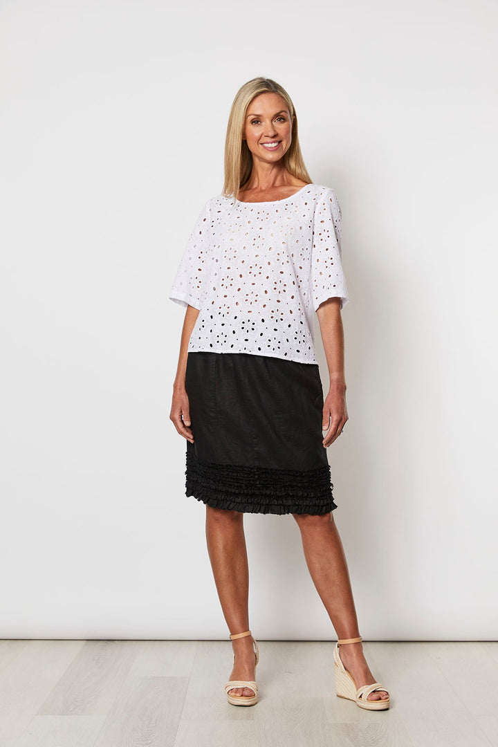 Ruffled Linen Skirt - Black - GS22