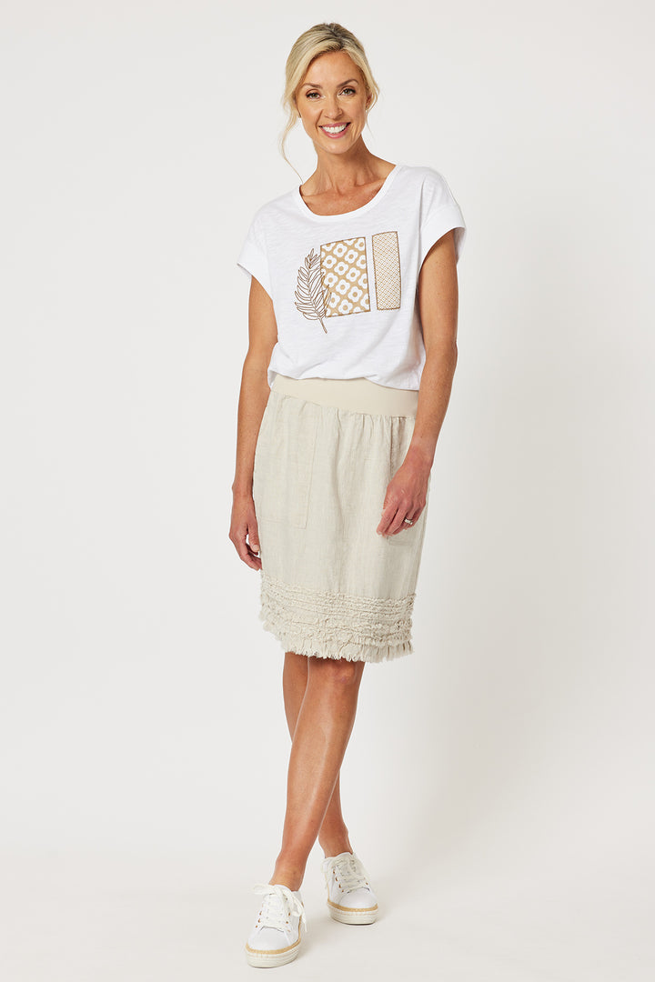 Ruffle Linen Skirt - Natural - GS22