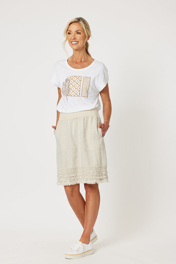 Ruffle Linen Skirt - Natural - GS22