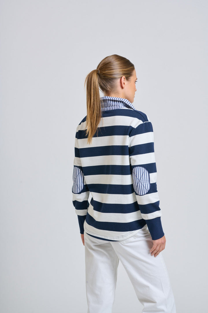 Rugby Crop Sweatshirt - French Navy - EST14 - Pizazz BoutiqueEST 1971