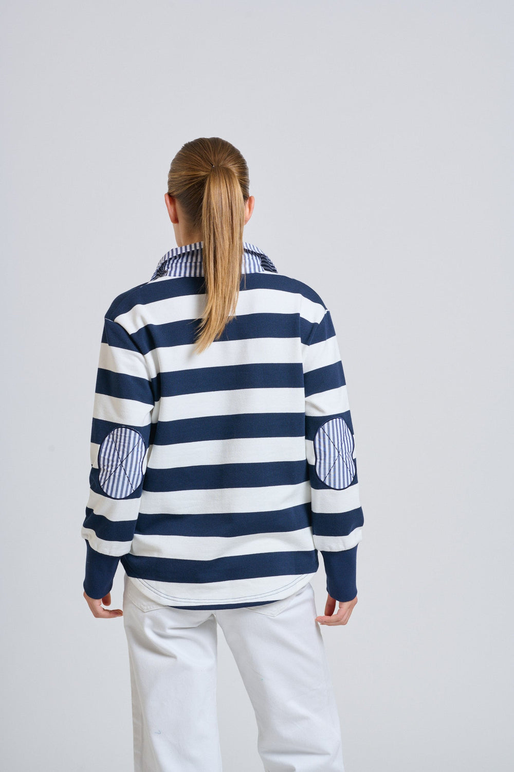 Rugby Crop Sweatshirt - French Navy - EST14 - Pizazz BoutiqueEST 1971
