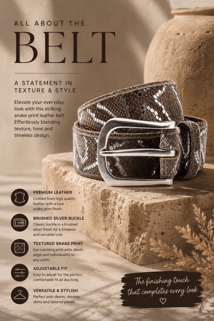 Sabia Belt - Brown Silver - BB5 - Pizazz BoutiqueB Belt