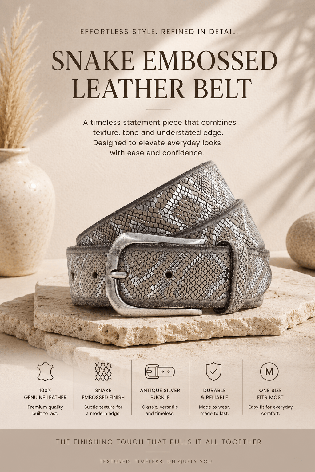 Sabia Belt - White Silver - BB5 - Pizazz BoutiqueB Belt