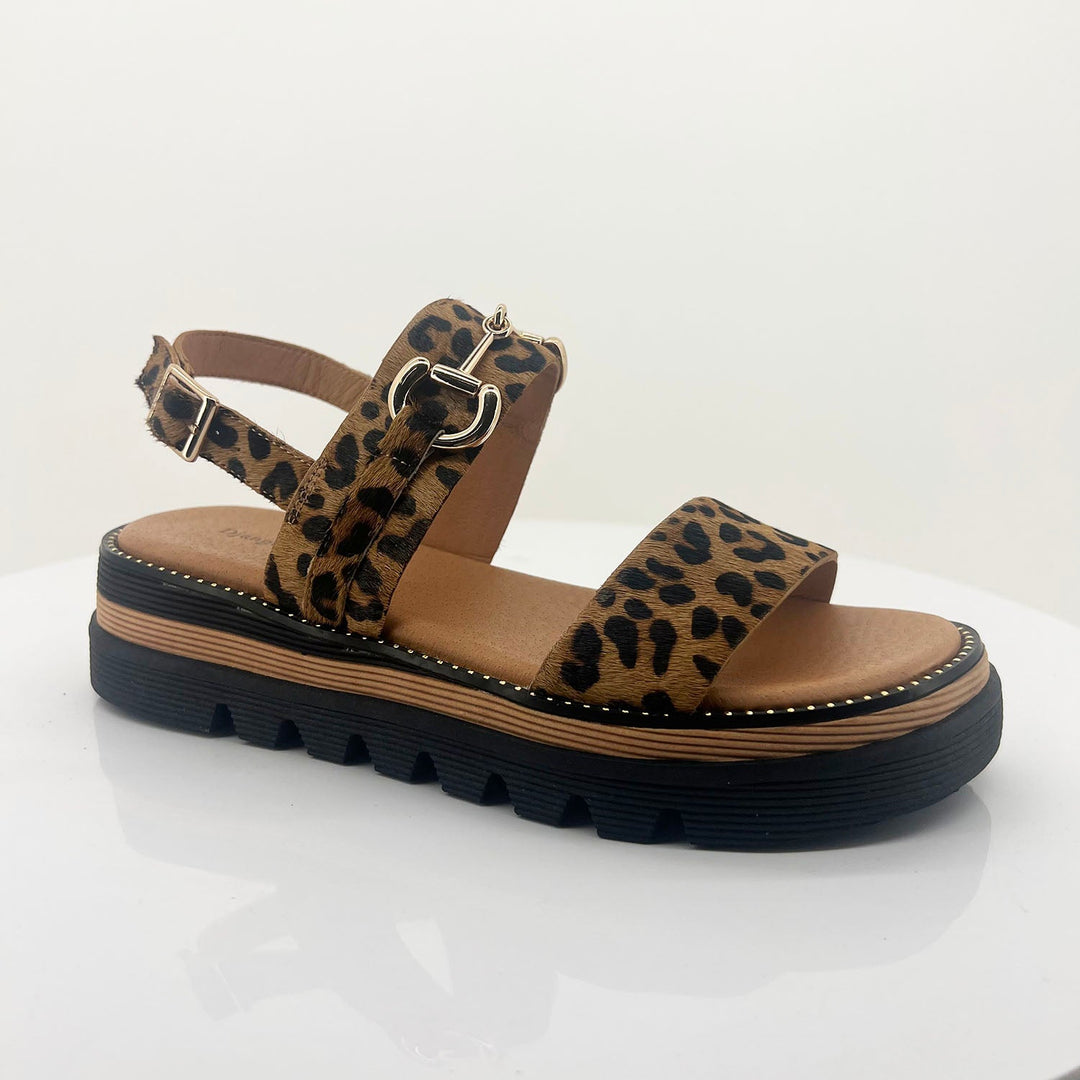 Sabri Sandal - Tan Leopard - DJ33 - Pizazz BoutiqueDjango & Juliette