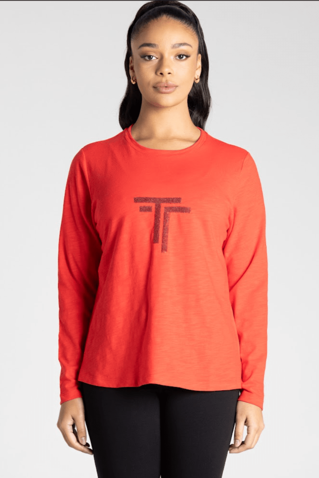 Sandi Long Sleeve Tee - Intense Orange - TT20 - Pizazz BoutiqueTwo - T's