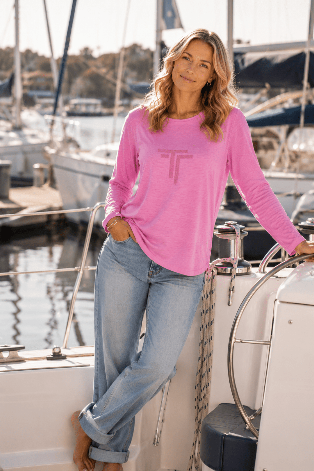 Sandi Long Sleeve Tee - Ultra Pink - TT20 - Pizazz BoutiqueTwo - T's