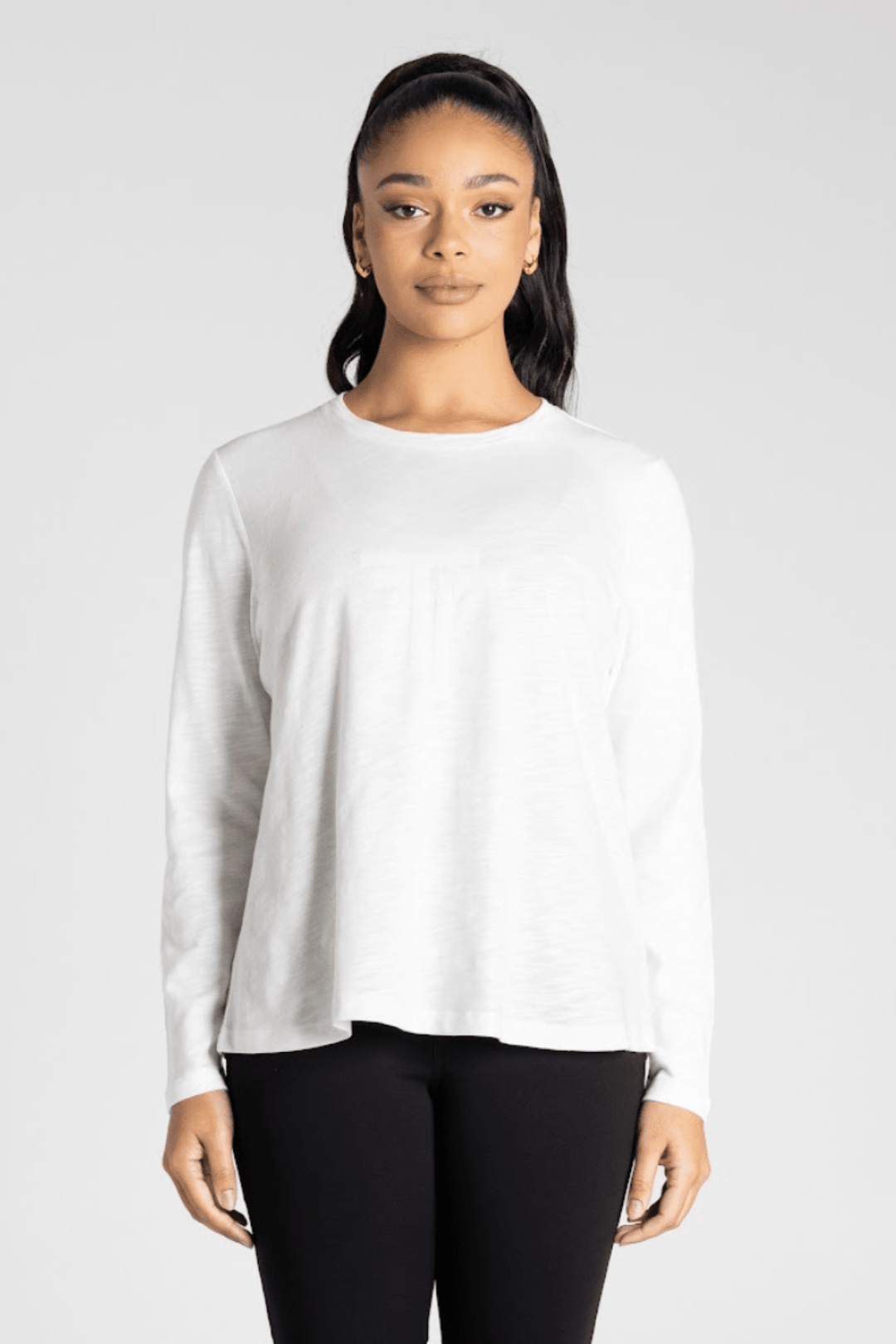 Sandi Long Sleeve Tee - White - TT20 - Pizazz BoutiqueTwo - T's