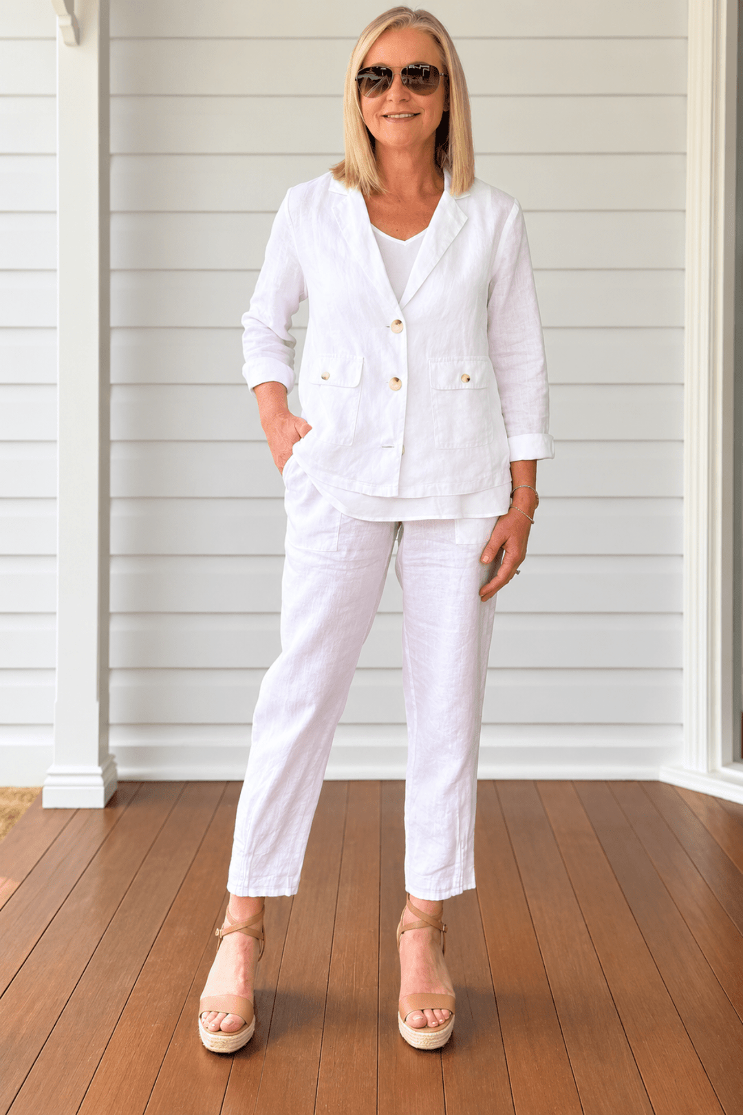 Sarah Linen Pant - White - Pizazz BoutiqueGordon smith
