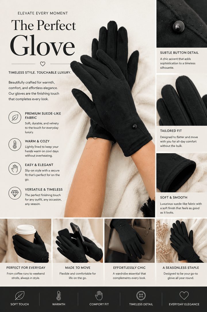 Sarah Stretch Gloves - Black - FR8 - Pizazz BoutiqueFree Spirit