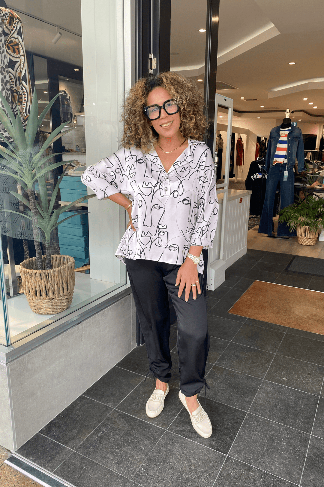 Satin Abstract Face Top - JR79 - Pizazz BoutiqueJoseph Ribkoff