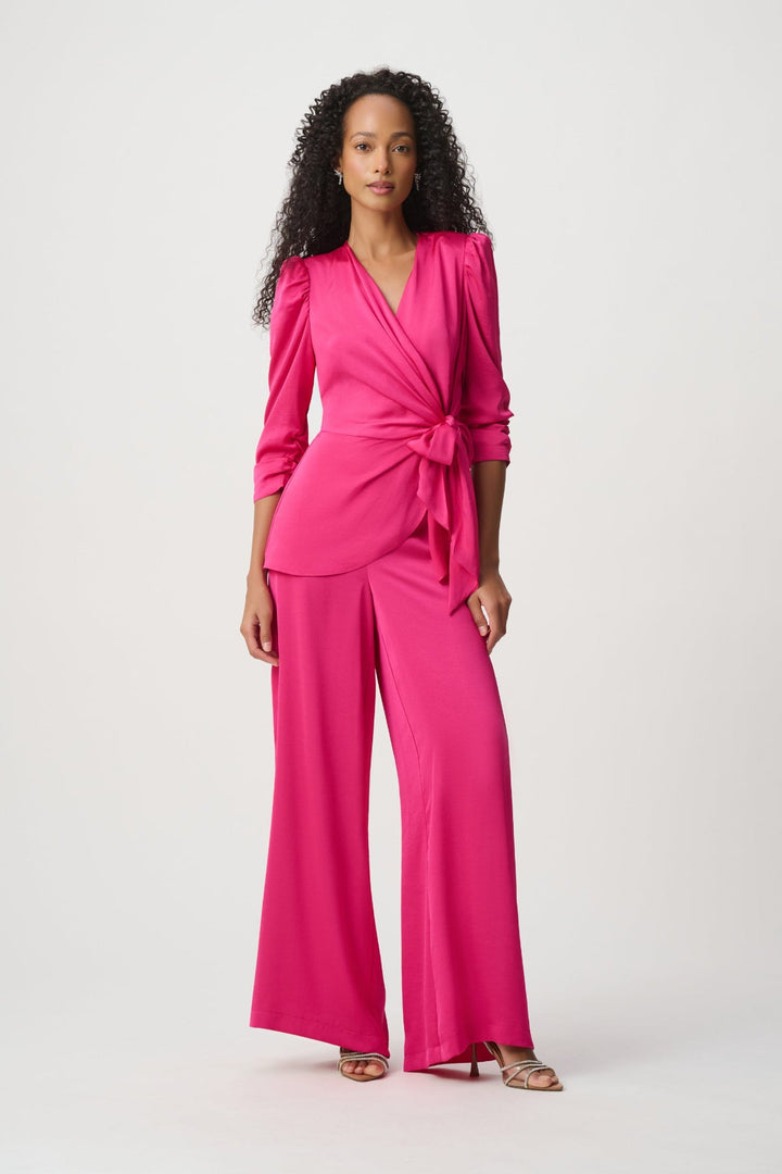 Satin Tie Wrap Top - Pink - Pizazz BoutiqueJoseph Ribkoff