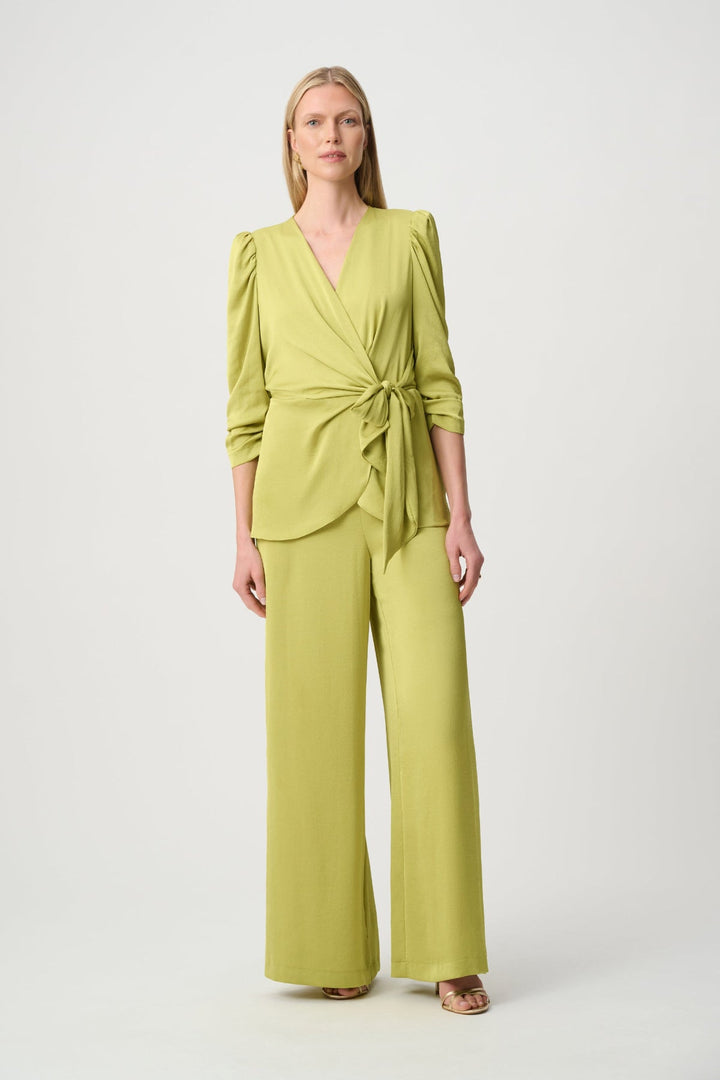 Satin Tie Wrap Top - Pistachio - Pizazz BoutiqueJoseph Ribkoff