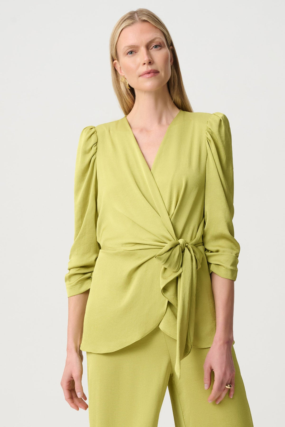 Satin Tie Wrap Top - Pistachio - Pizazz BoutiqueJoseph Ribkoff