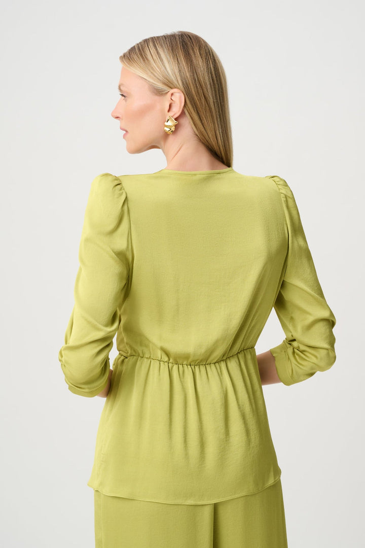 Satin Tie Wrap Top - Pistachio - Pizazz BoutiqueJoseph Ribkoff