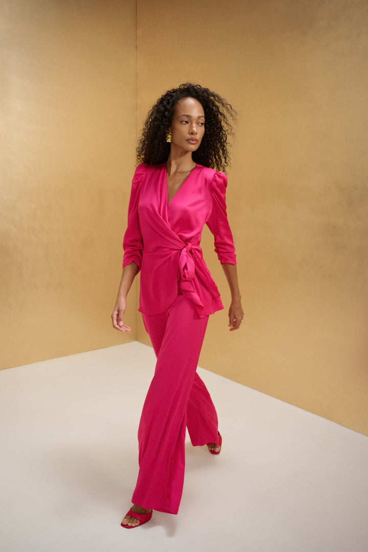 Satin Wide Leg Pants - Pink - Pizazz BoutiqueJoseph Ribkoff