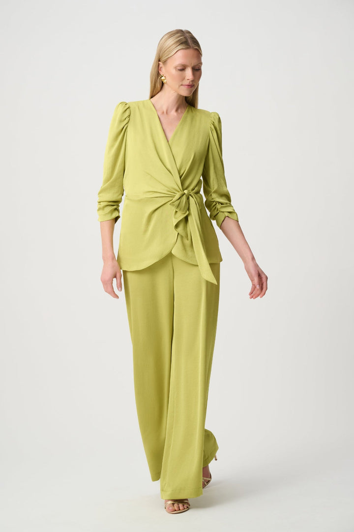 Satin Wide Leg Pants - Pistachio - Pizazz BoutiqueJoseph Ribkoff