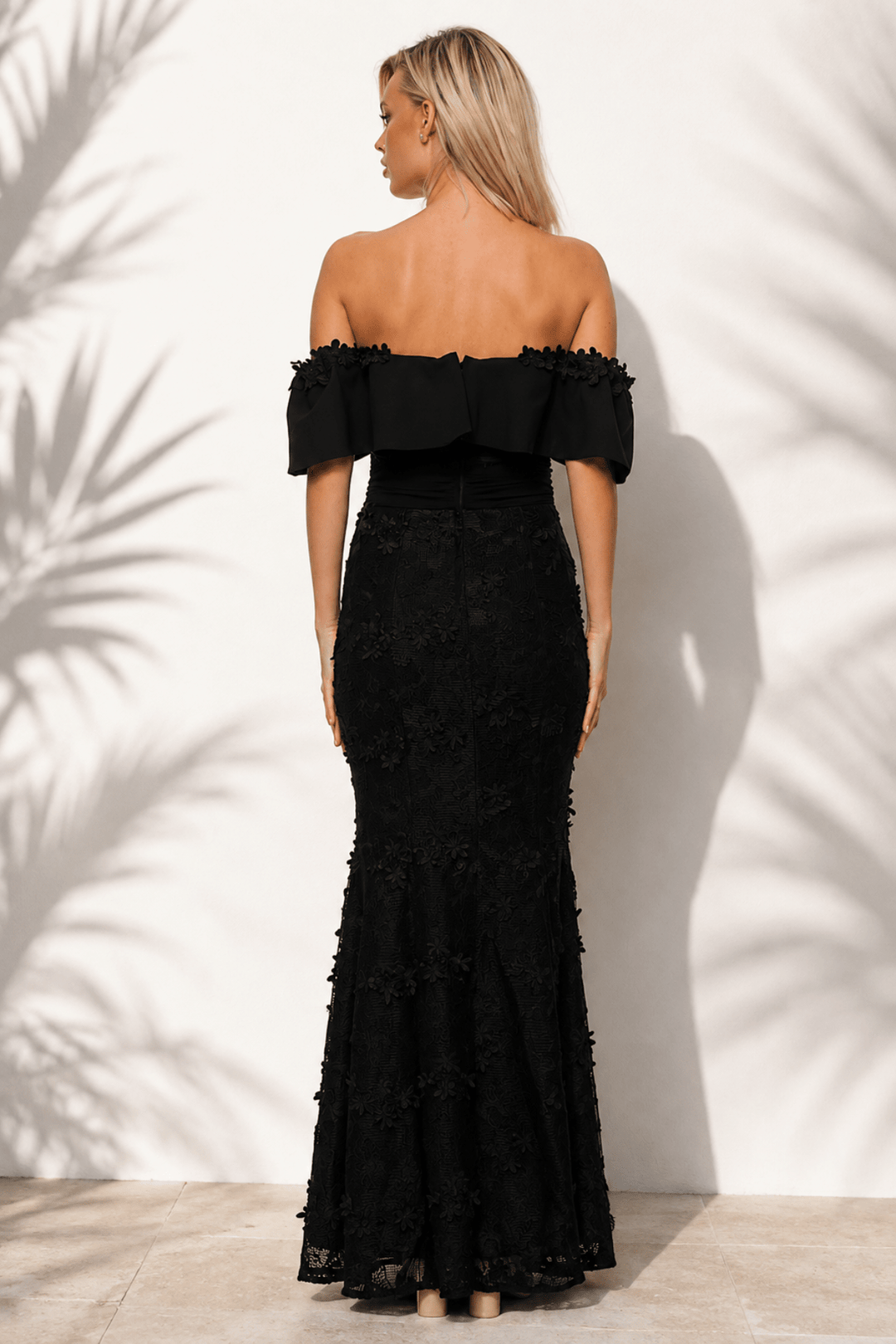 Scarlett Off Shoulder Maxi Dress - Black - ROM34 - Pizazz BoutiqueRomance