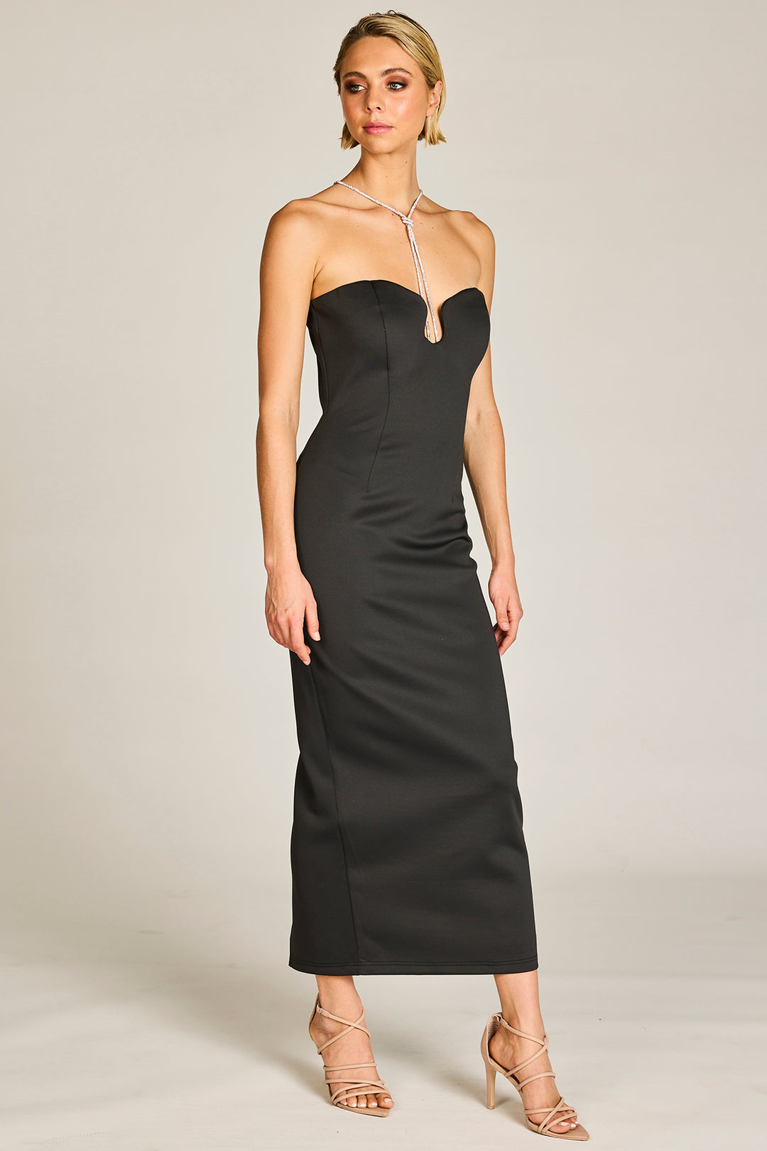serena black formal dress by Romance The Label side view