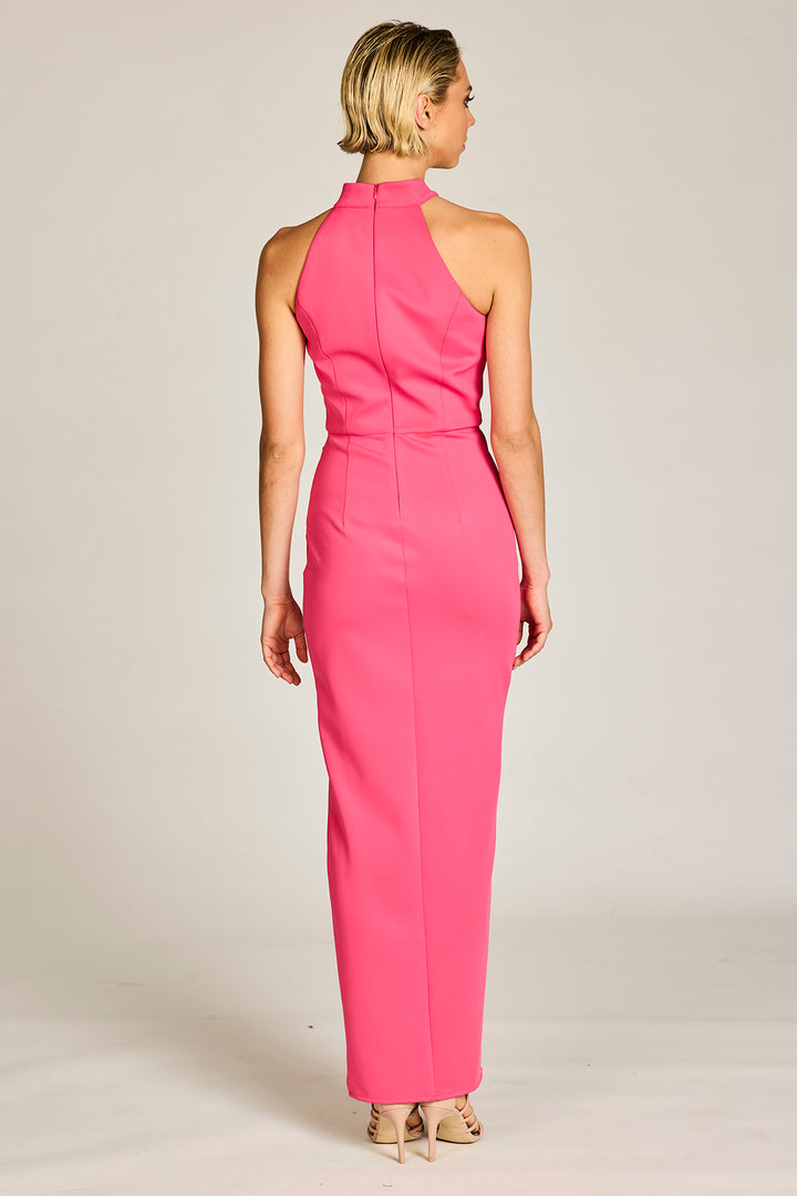 serina maxi formal dress in hot pink by Romance The Label back view