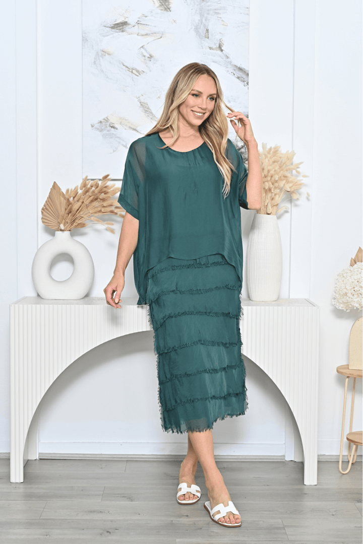 Serene Layered Dress - Emerald - AE14 - Pizazz BoutiqueAE Luxe
