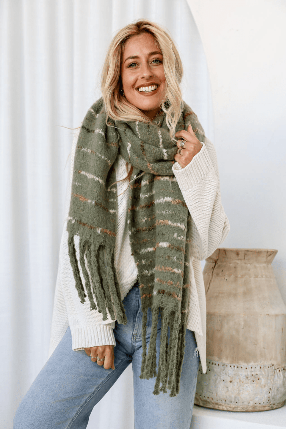 Shauna Scarf - Khaki - FR12 - Pizazz BoutiqueFree Spirit
