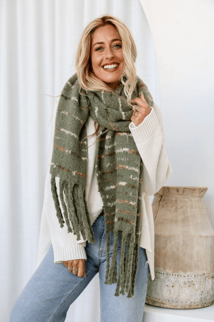 Shauna Scarf - Khaki - FR12 - Pizazz BoutiqueFree Spirit