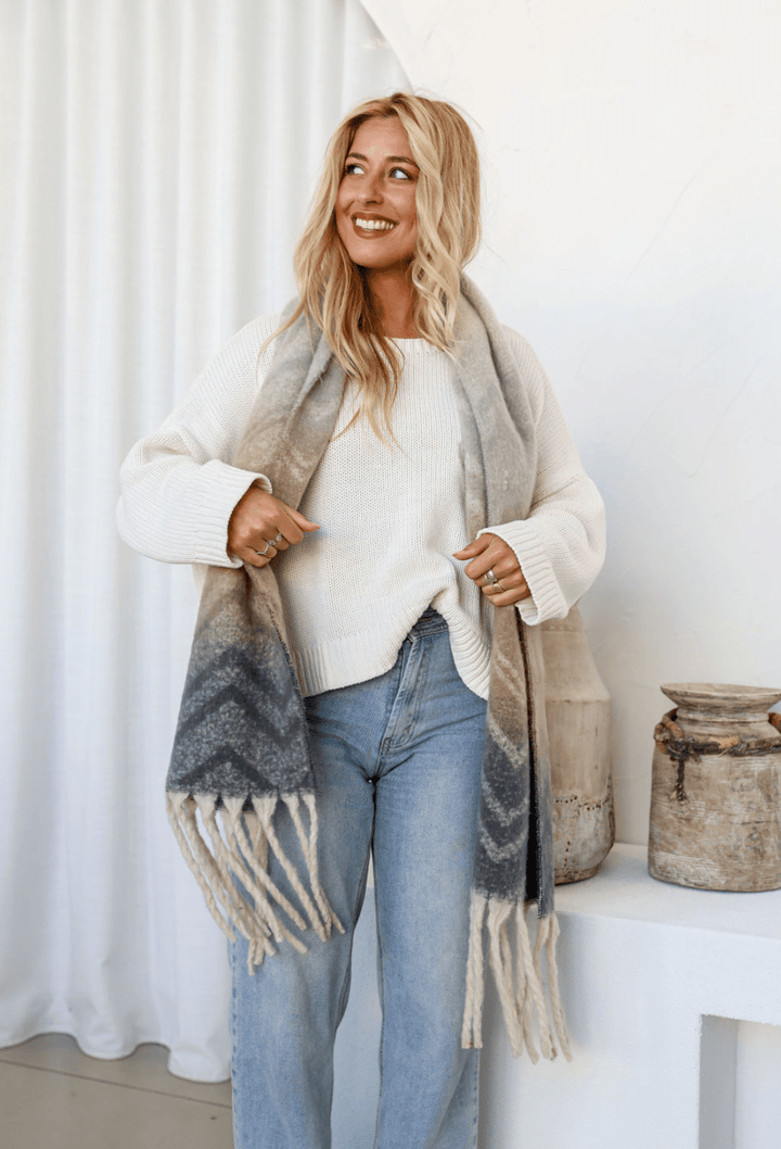 Shirley Scarf - Natural Grey - FR13 - Pizazz BoutiqueFree Spirit