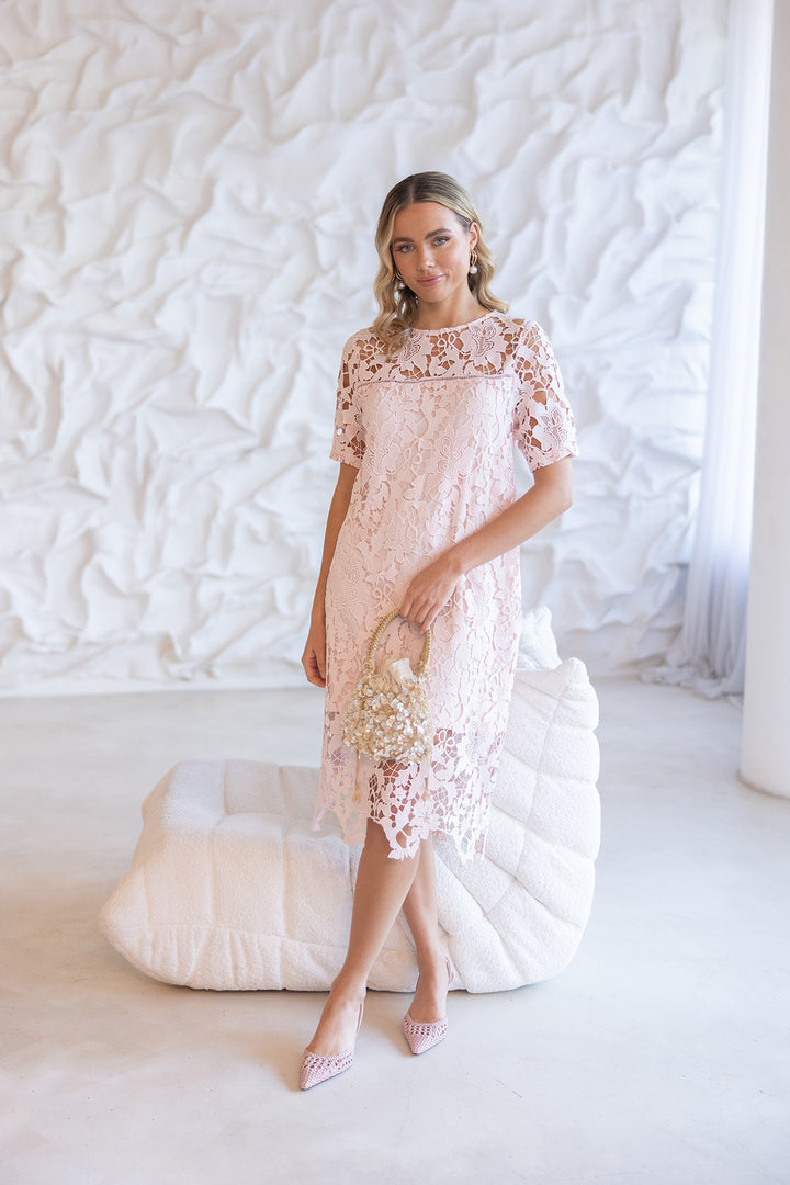 Sienna Lace Dress - Pale Pink - TT14