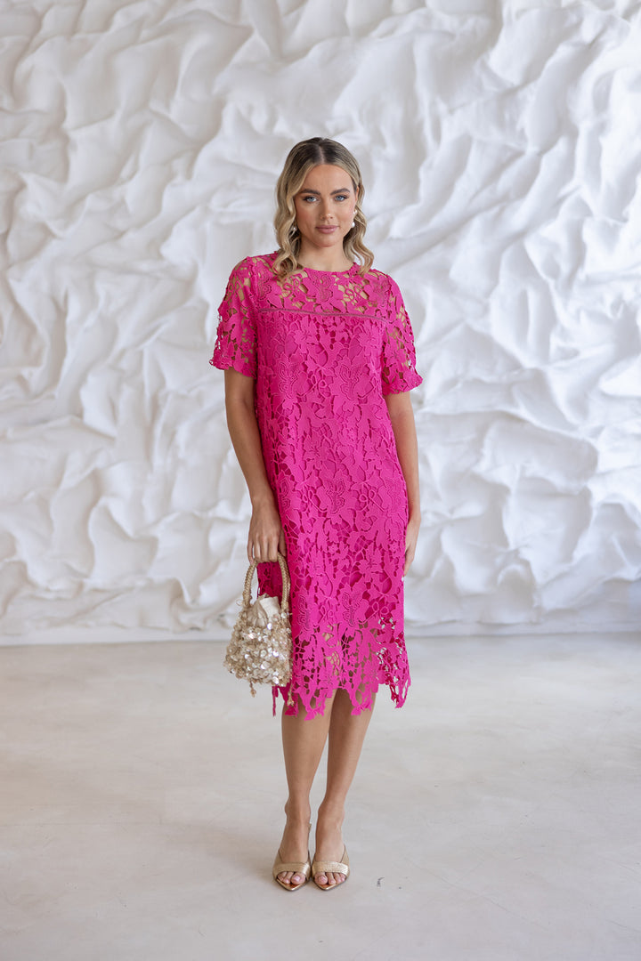 Sienna Lace Dress - Raspberry - TT14