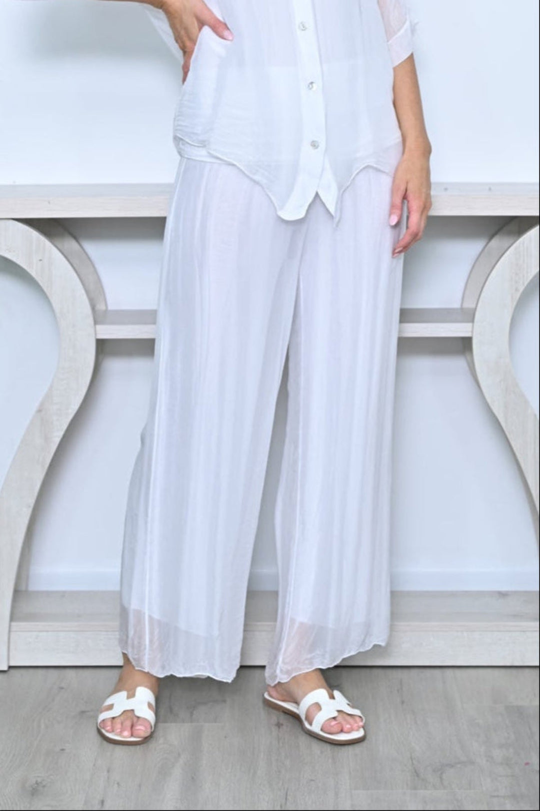 Siena Pant - White - CC11 - Pizazz BoutiqueCali & Co