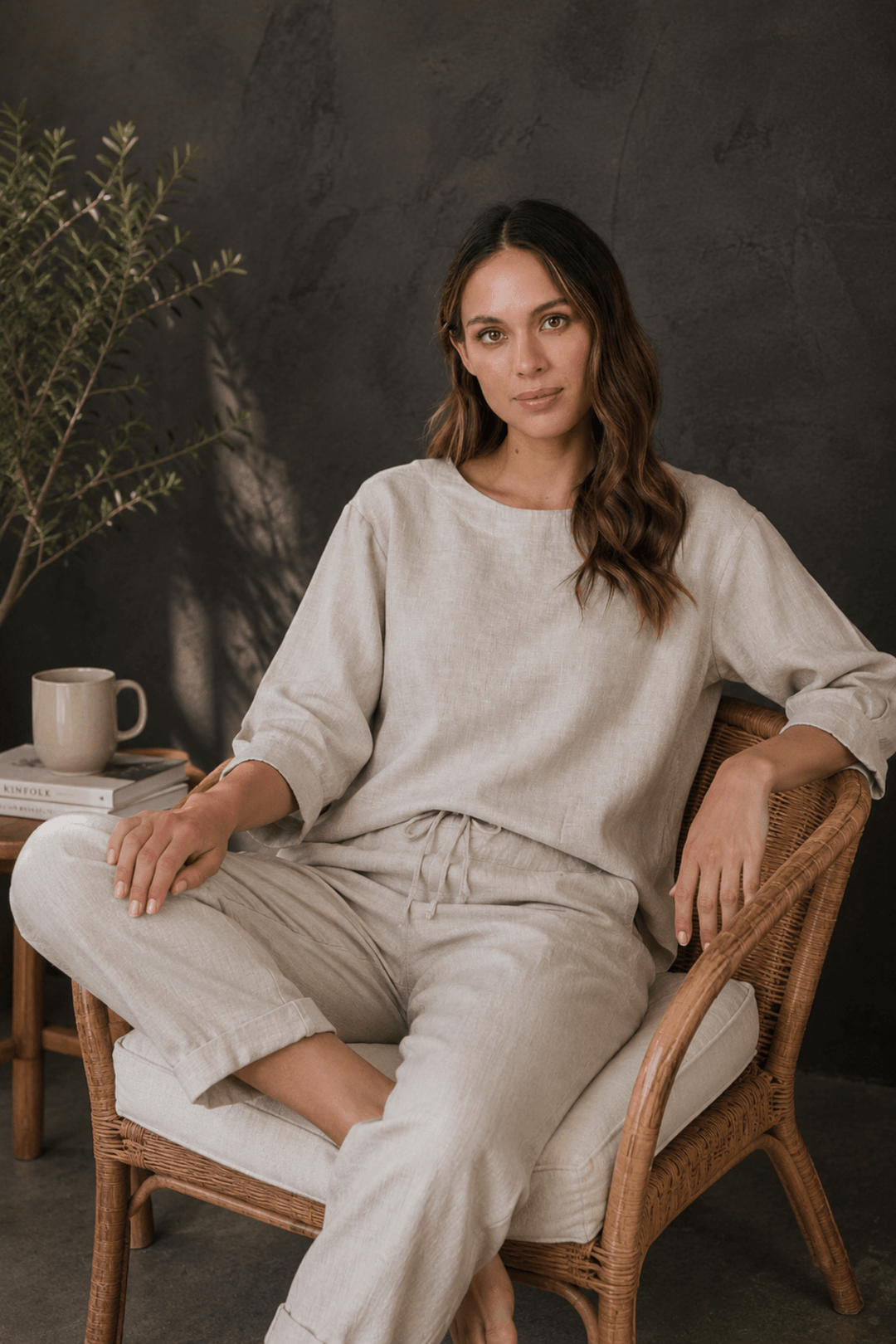 Sienna Linen Top - Dune - OJ62 - Pizazz BoutiqueNaturals By O & J