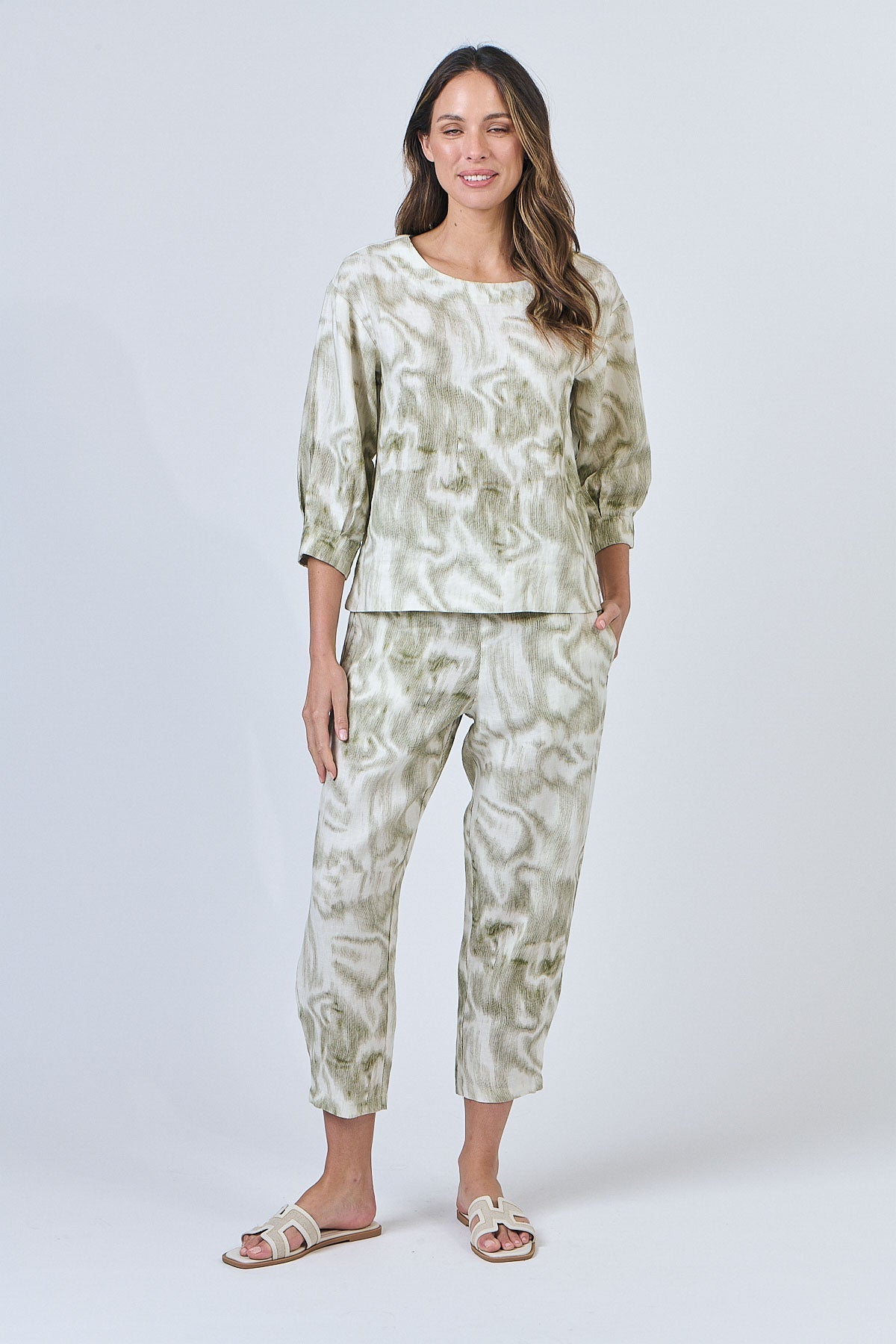 Sienna Linen Top - Ripple - OJ62 - Pizazz BoutiqueNaturals By O & J