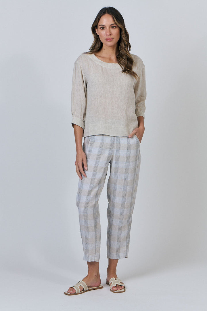 Sienna Linen Top - Soybean - OJ62 - Pizazz BoutiqueNaturals By O & J