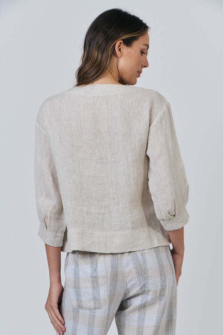 Sienna Linen Top - Soybean - OJ62 - Pizazz BoutiqueNaturals By O & J