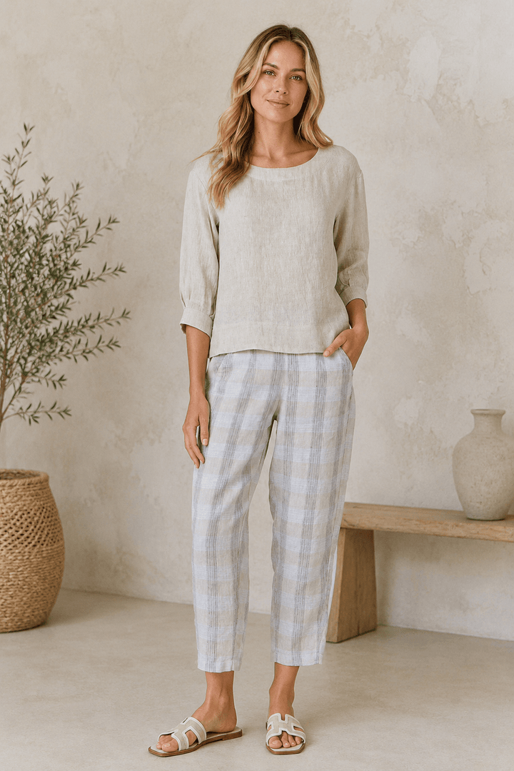 Sienna Linen Top - Soybean - OJ62 - Pizazz BoutiqueNaturals By O & J