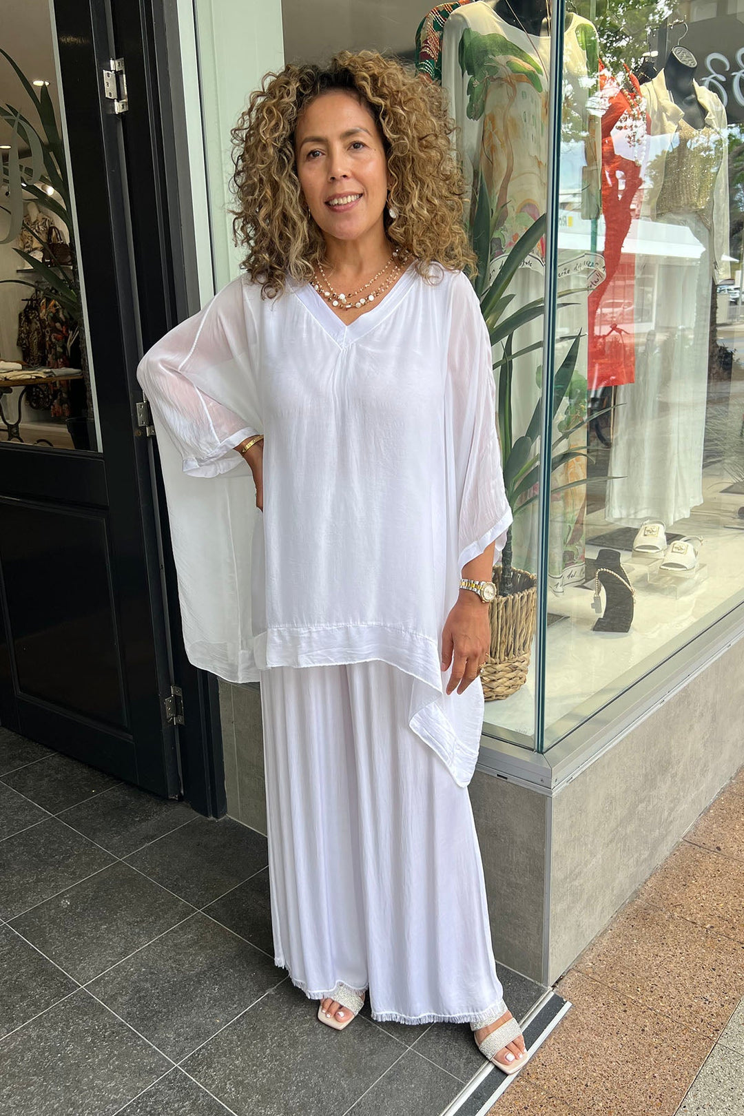 Silk Frayed Pant - White - CG29 - Pizazz BoutiqueCindy G