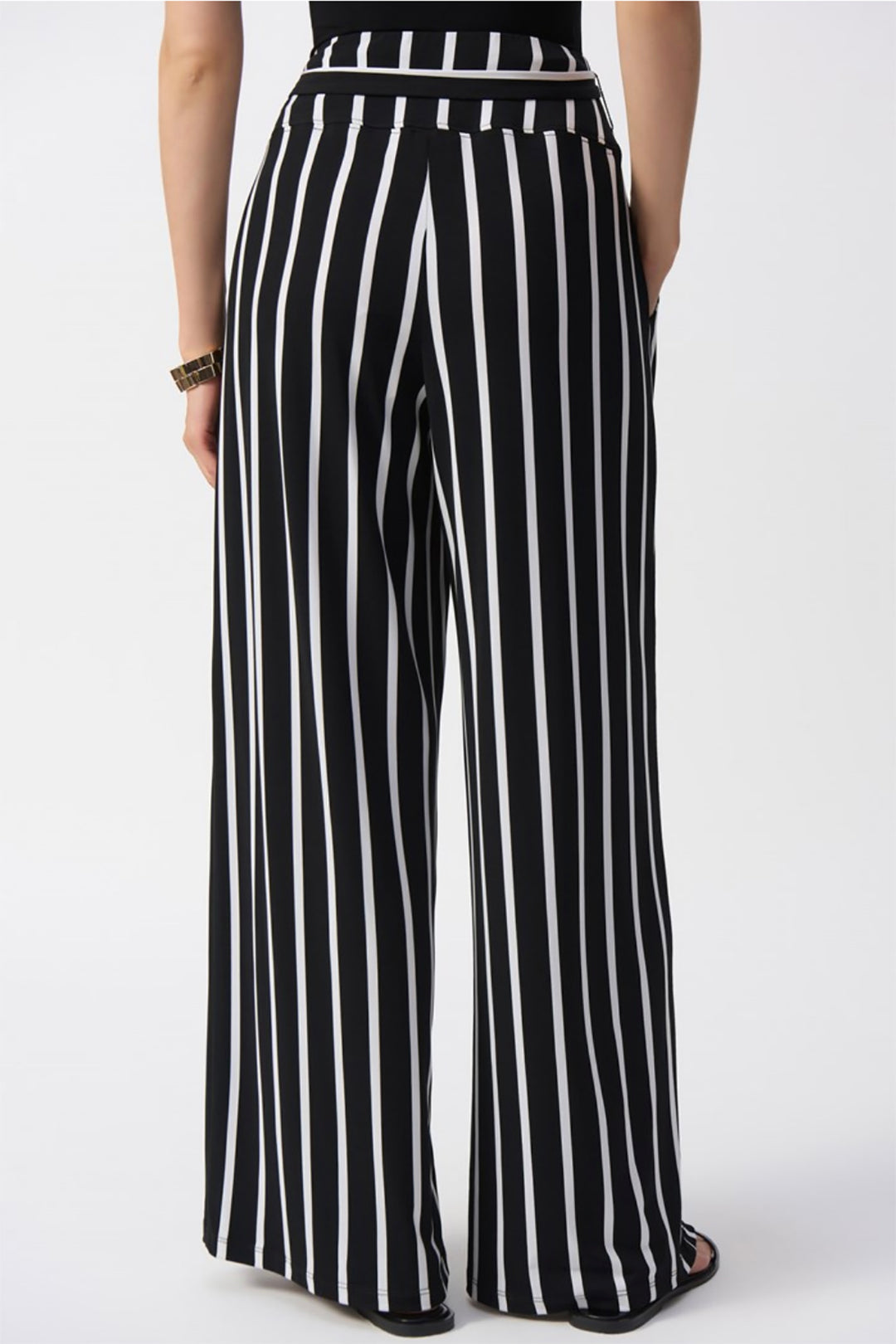 Striped Silky Wide-Leg Pant - Black - JR54