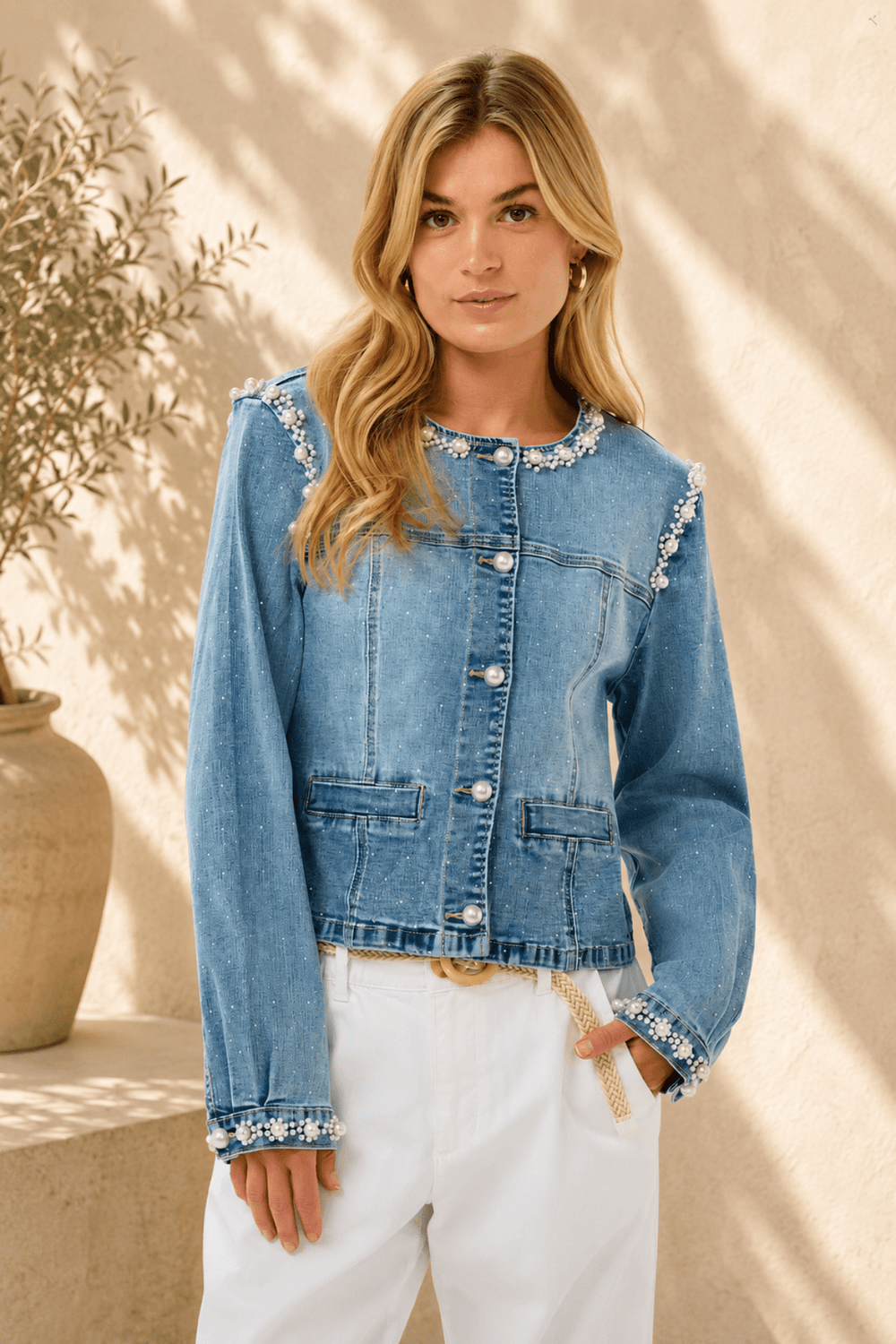 Sio Denim Jacket - CM6 - Pizazz BoutiqueCream