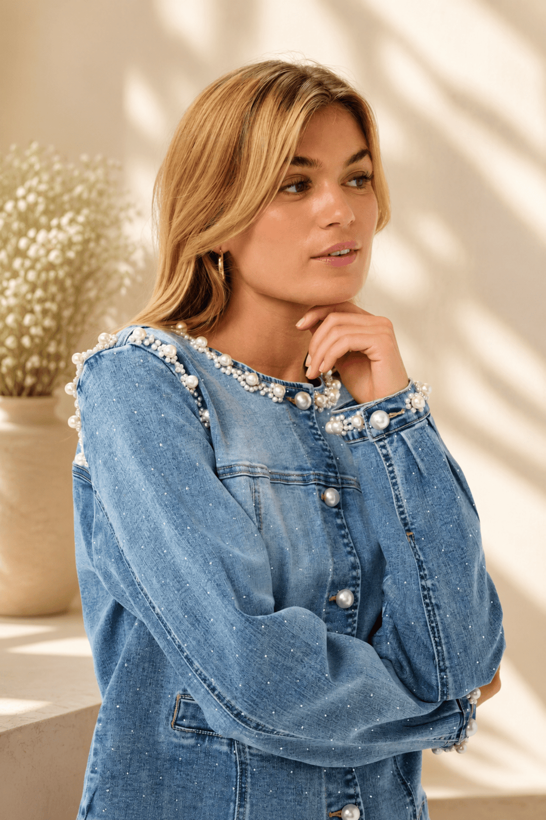 Sio Denim Jacket - CM6 - Pizazz BoutiqueCream