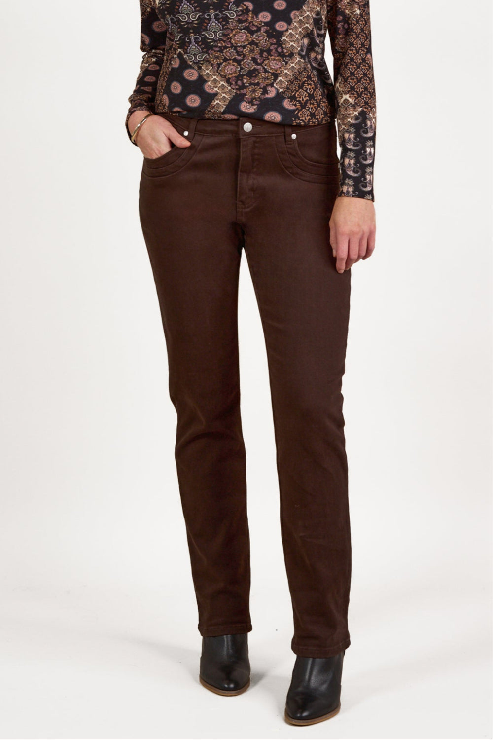 Slim Leg Jean - Chocolate - VA8 - Pizazz BoutiqueVassalli