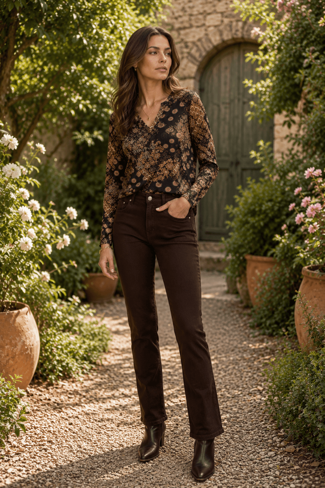 Slim Leg Jean - Chocolate - VA8 - Pizazz BoutiqueVassalli