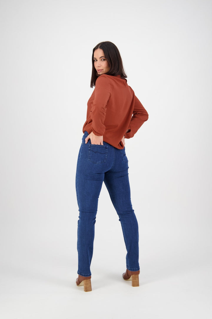 Slim Leg Pull On Jean - Blue Denim - VA1 - Pizazz BoutiqueVassalli