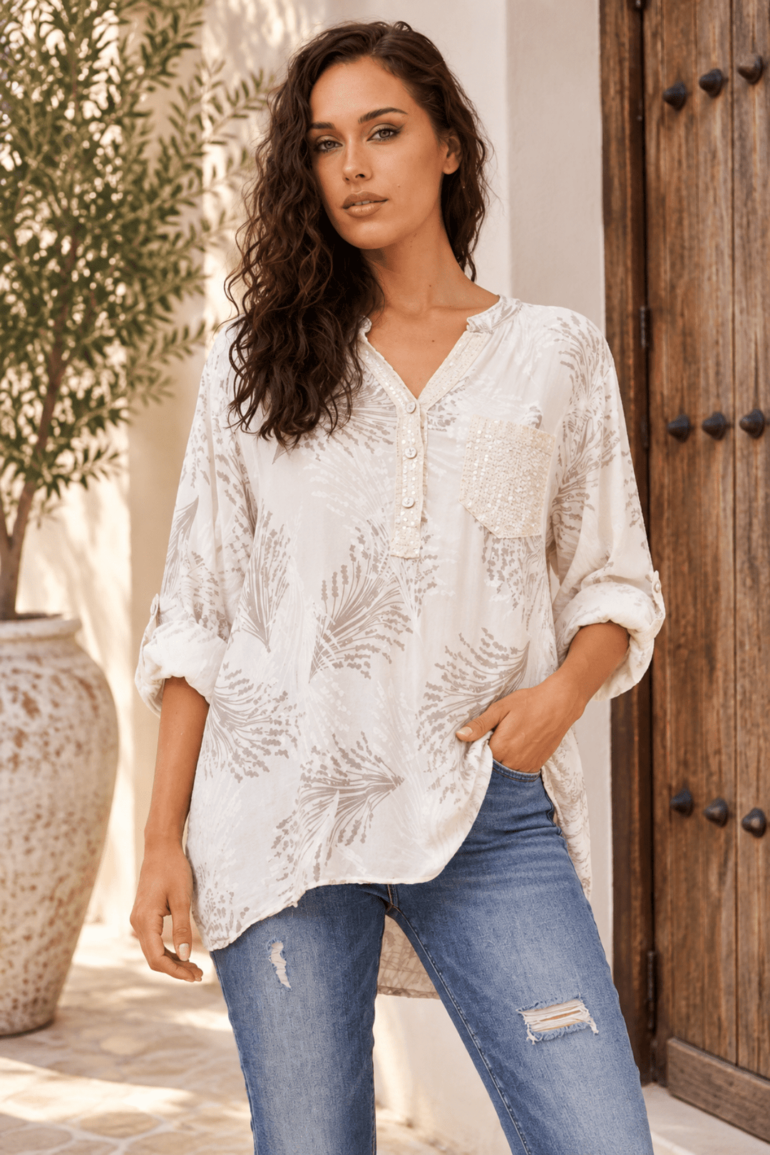 Sofia Sequin Shirt - CK66 - Pizazz BoutiqueCaroline Morgan
