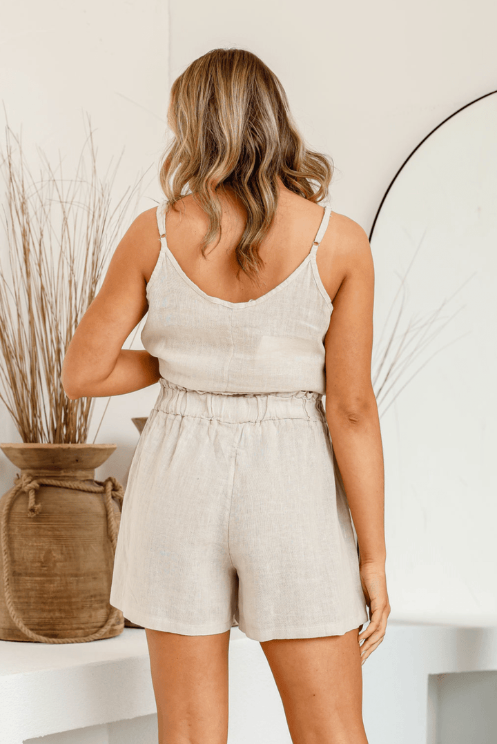 Spiaggia Linen Short - Sand - FA34 - Pizazz BoutiqueFree Angel