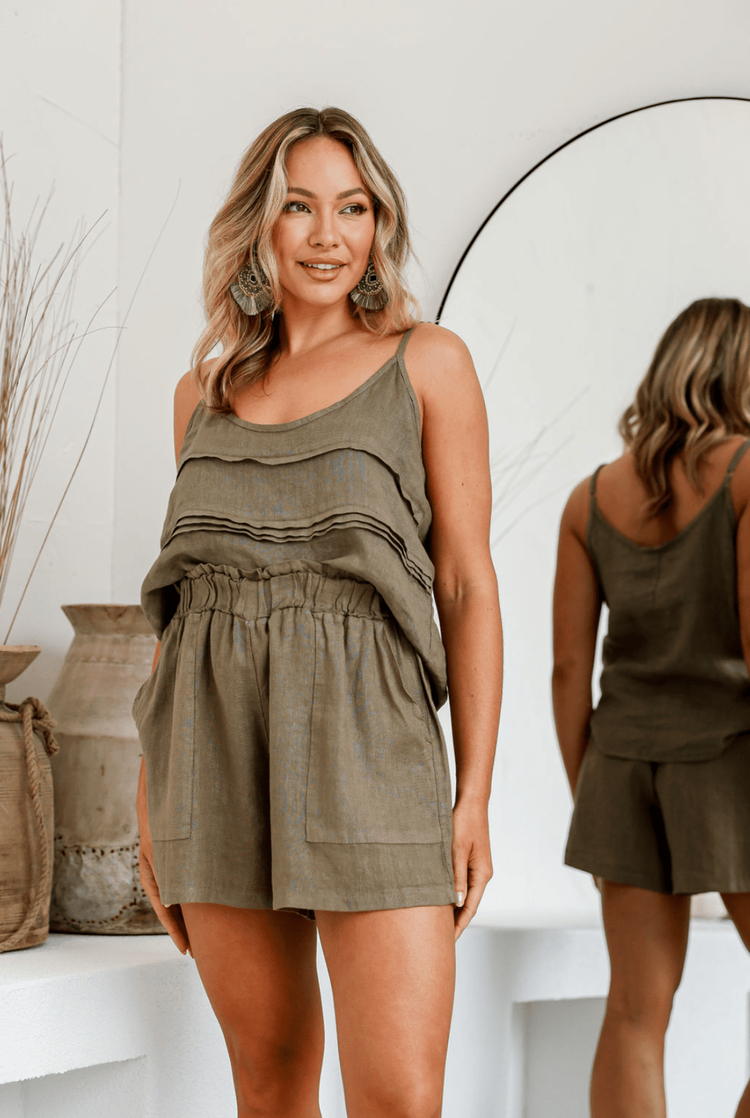 Spiaggia Linen Short - Slate - FA34 - Pizazz BoutiqueFree Angel