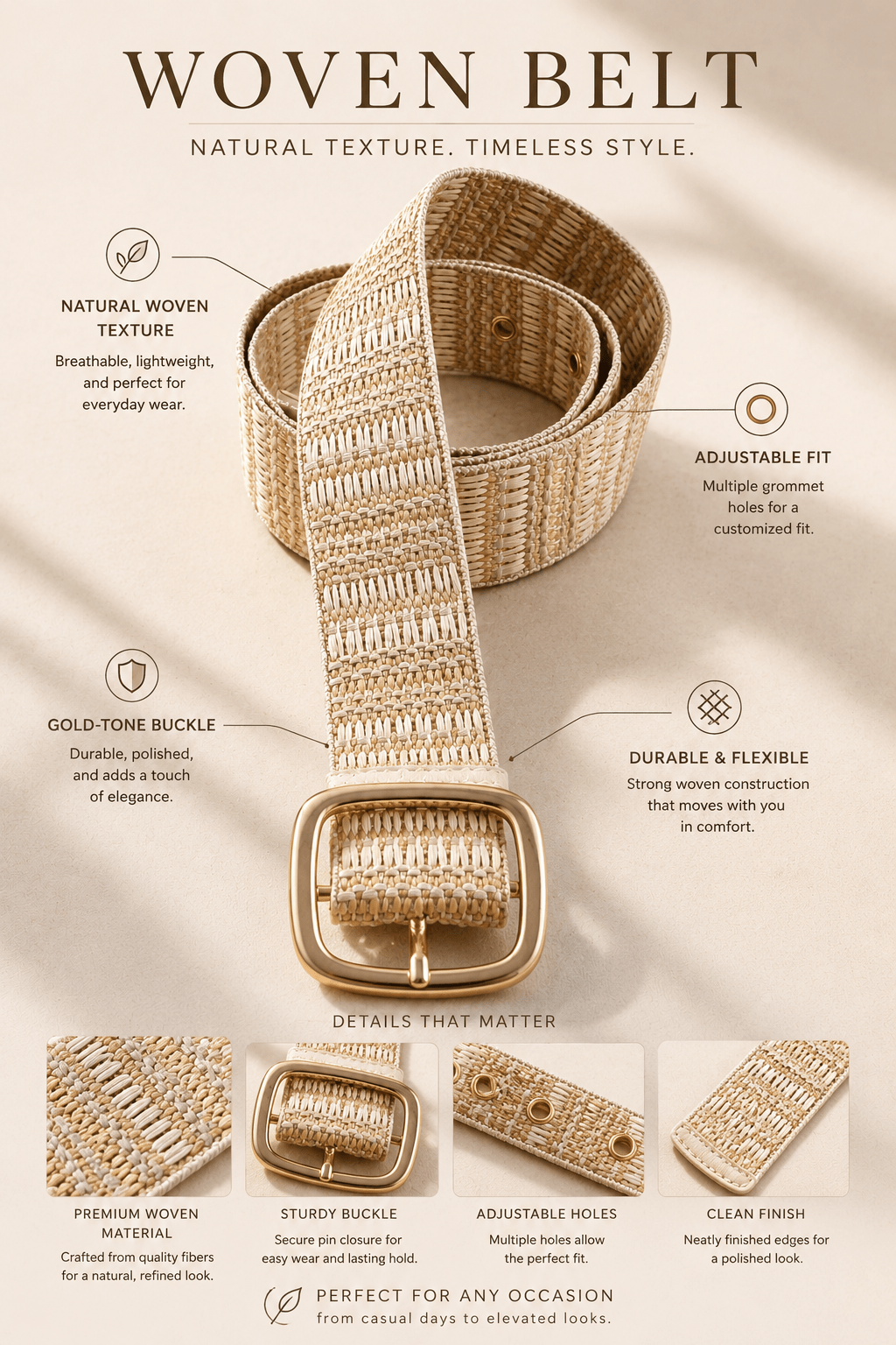 Square Buckle Belt - AD60 - Pizazz BoutiqueAdorne