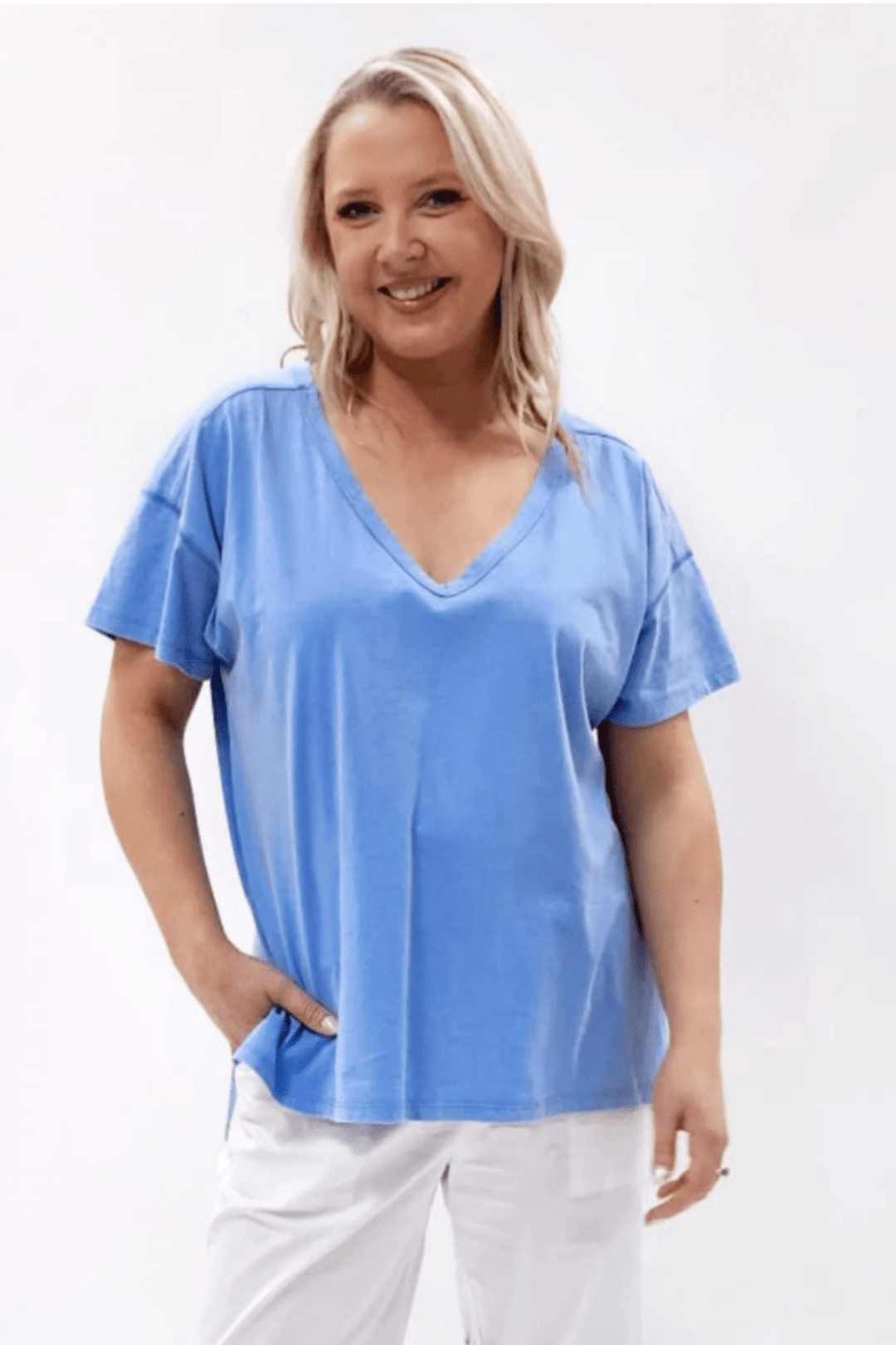 Stella Basic Tee - Blue - TZ17 - Pizazz BoutiqueThreadz